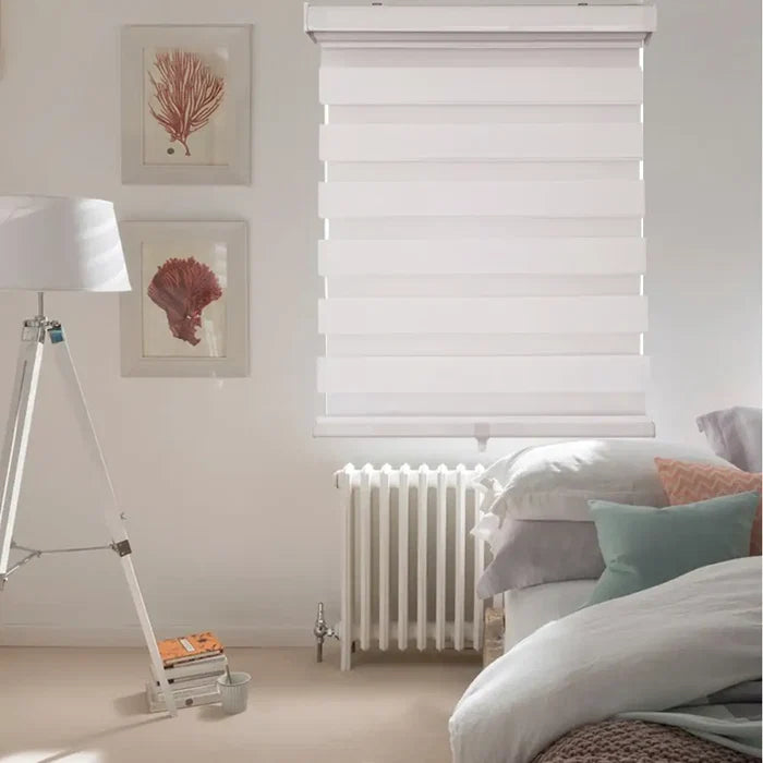 ITY CDNW-1 40 Olivia Stone Cordless Polyester Zebra Day-Night Blind 40"x84" in White