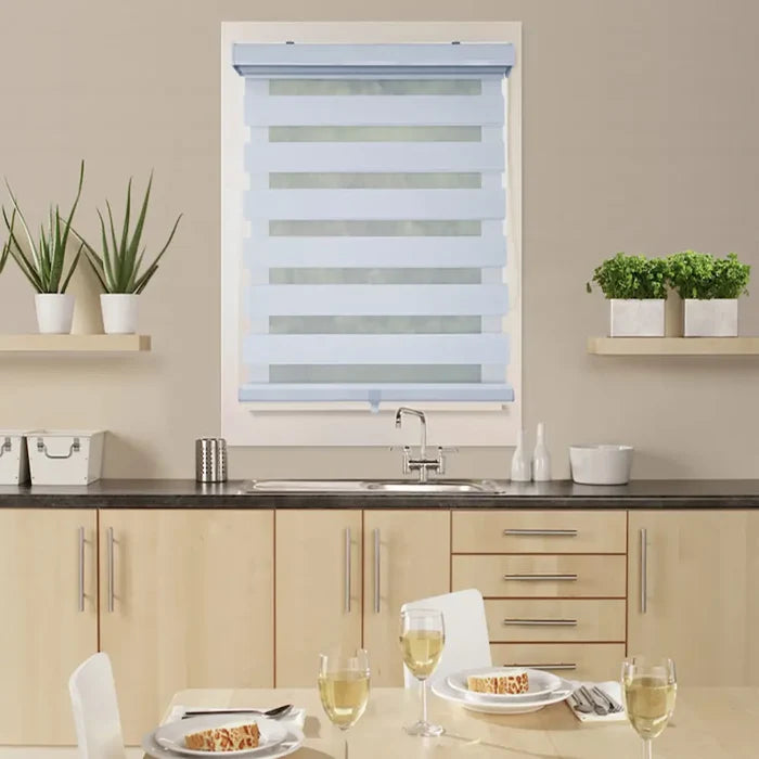 ITY CDNW-1 84 Olivia Stone Cordless Polyester Zebra Day-Night Blind 84"x84" in White