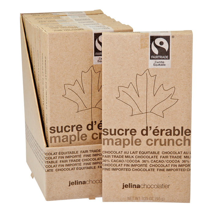 Jelina Chocolatier Maple Crunch 36% Milk Chocolate Candy Bars - 8 Count
