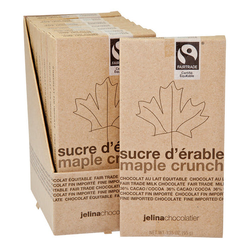 Jelina Chocolatier Maple Crunch 36% Milk Chocolate Candy Bars - 8 Count