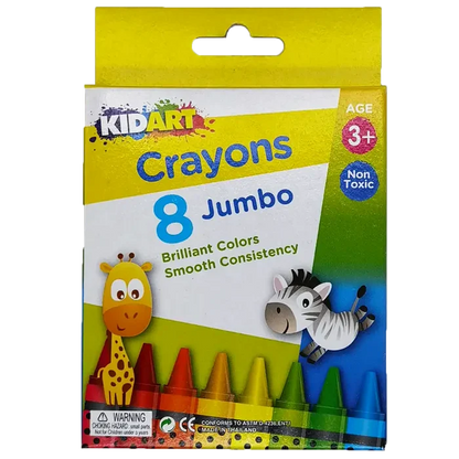 KidArt Brilliant Colour, Smooth Consistancy JUMBO Crayons (8 Pack) - 8851934740089