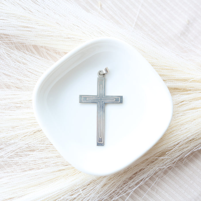 Large Flat Etched Cross Pendant