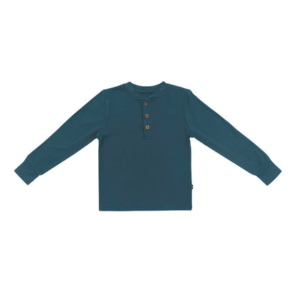 Product photo of the Long Sleeve Toddler Henley Tee in Atlantic
