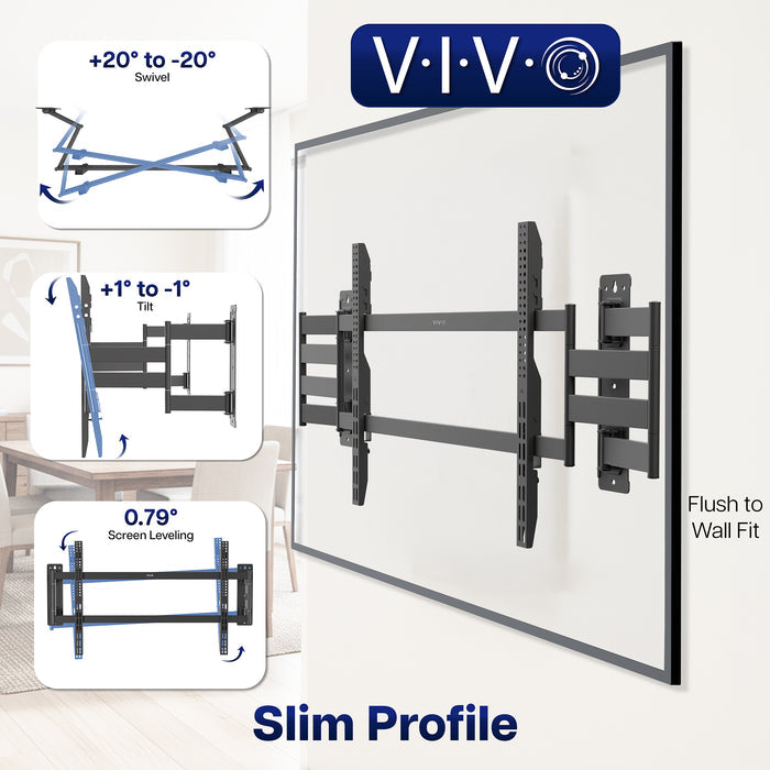 Low Profile Corner Large TV Wall Mount - 75" to 120" Screens