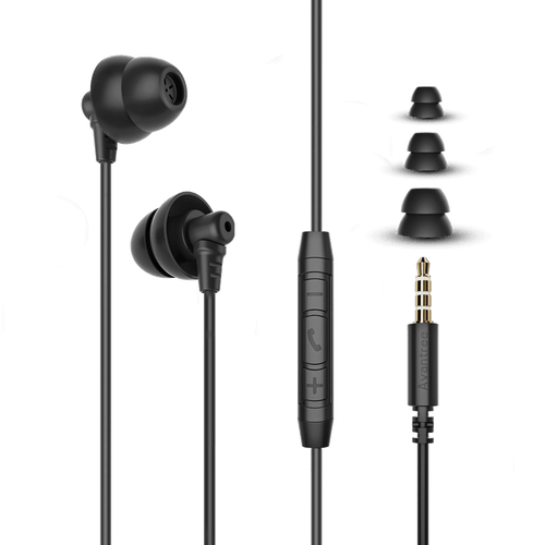 Lullaby E20 Sleep Headphones Wired for Side Sleepers. 2 pairs of 3.5mm wired sleep earbuds with tiny buds for side sleepers & small ears. Ultra-soft noise-canceling with mic & volume control