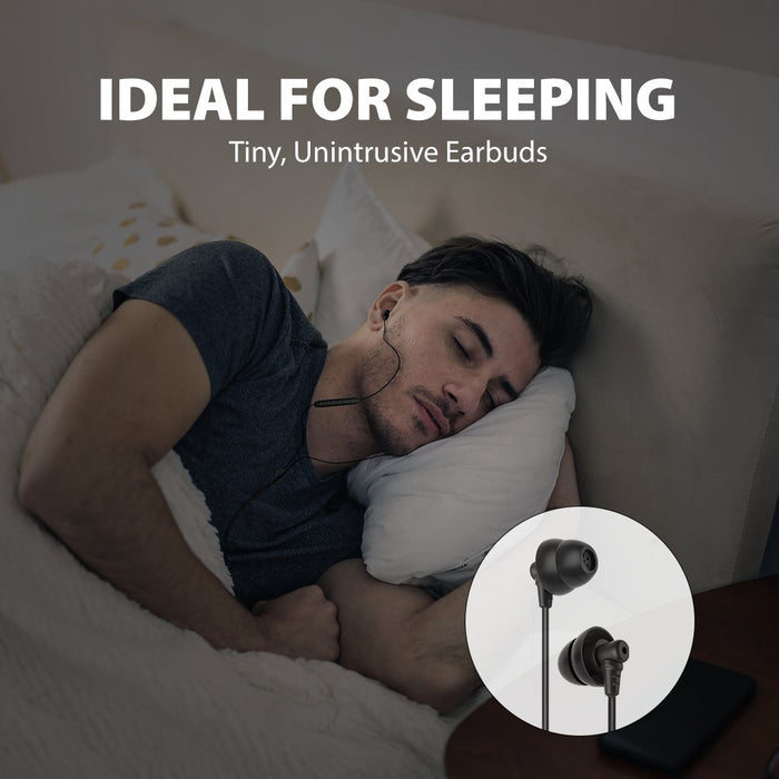 Lullaby E20 Sleep Headphones Wired for Side Sleepers. Tiny and unintrusive earbdus