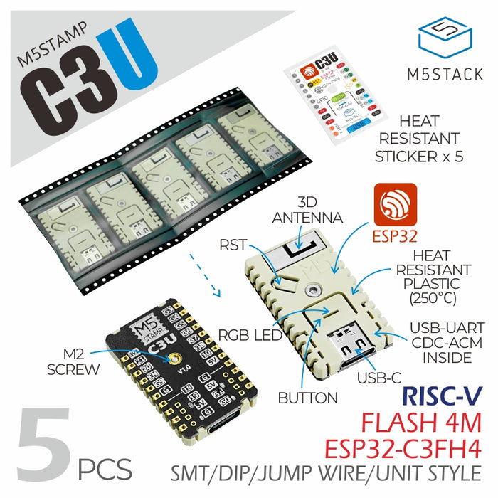 M5Stamp C3U (5pcs) - m5stack-store