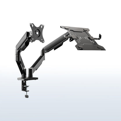 Mechanical Arm Single Monitor and Laptop Desk Mount - Up to 32" Screens, 15.6" Laptops