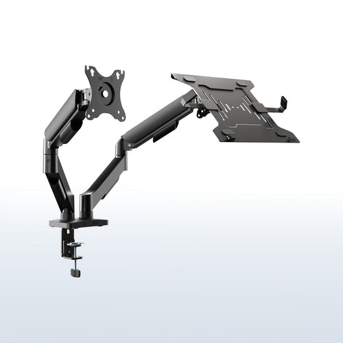 Mechanical Arm Single Monitor and Laptop Desk Mount - Up to 32" Screens, 15.6" Laptops