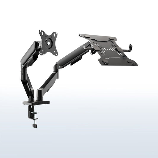 Mechanical Arm Single Monitor and Laptop Desk Mount - Up to 32" Screens, 15.6" Laptops
