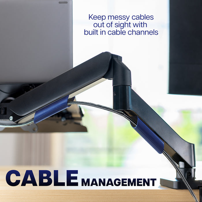 Mechanical Arm Single Monitor and Laptop Desk Mount - Up to 32" Screens, 15.6" Laptops