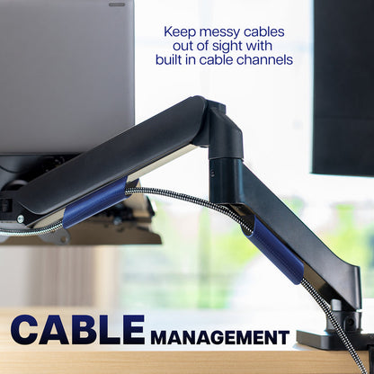 Mechanical Arm Single Monitor and Laptop Desk Mount - Up to 32" Screens, 15.6" Laptops