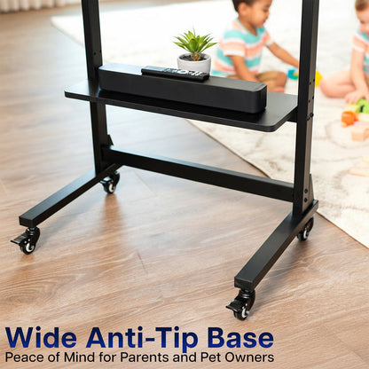 TV Heavy Duty Mobile TV Cart with Storage Shelf wide anti-tip base