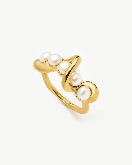 Molten Pearl Twisted Stacking Ring | 18ct Gold Vermeil/Pearl Rings Missoma