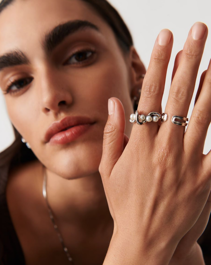 Molten Pearl Twisted Stacking Ring Rings Missoma
