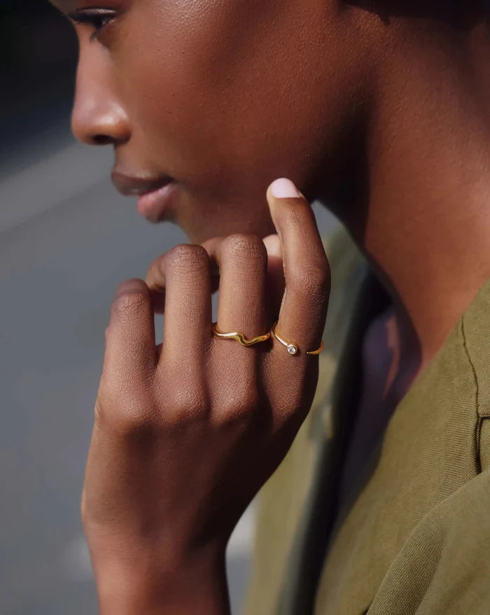 Molten Wave Stacking Ring | 18ct Gold Vermeil Rings Missoma