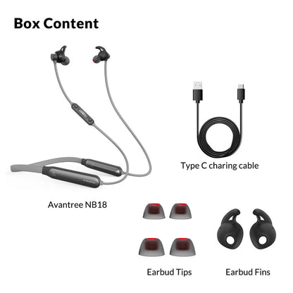 NB18 Neckband Bluetooth 5.0 Earbuds, Clear Dialogues and Enhanced Bass modes, 20 hours battery, extremely lightweight. Independent volume control