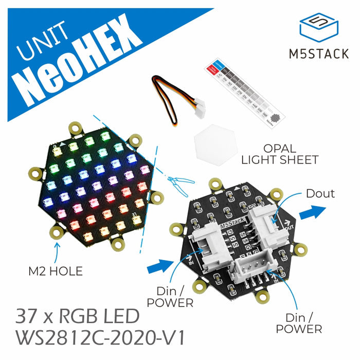 Neo HEX 37 RGB LED Board (WS2812) - m5stack-store