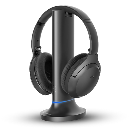 Opera Plus Wireless TV Headphones with Clear Dialogue and Boosted Volume for Seniors, optical and AUX soundbar passthrough; HDMI passthrough not supported.