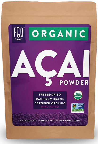 Organic ACAI Powder (Freeze-Dried) Resealable Kraft Bag 100% Raw Antioxidant Superfood Berry From Brazil - Eco Trade Company