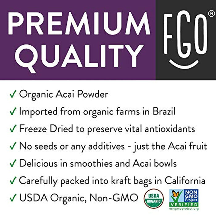Organic ACAI Powder (Freeze-Dried) Resealable Kraft Bag 100% Raw Antioxidant Superfood Berry From Brazil - Eco Trade Company