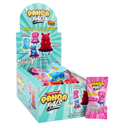 Panda Pals Assorted Ring Lollipops - 24 Count