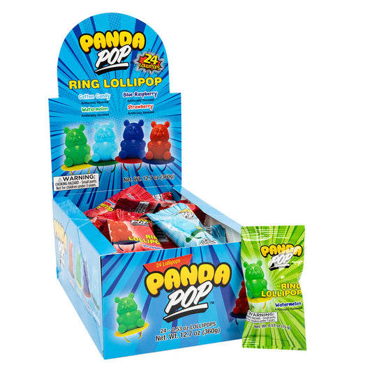 Panda Pop Assorted Flavor Ring Lollipop - 24 Count
