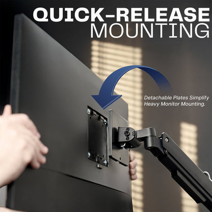 Quad Ultrawide Heavy Duty Pneumatic Arm Wall Monitor Mount quick release VESA