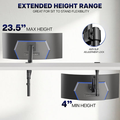 Pneumatic Arm Single Ultrawide Upside Down Monitor Mount - 17" to 32" Screens