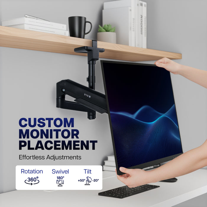 Pneumatic Arm Single Ultrawide Upside Down Monitor Mount - 17" to 32" Screens
