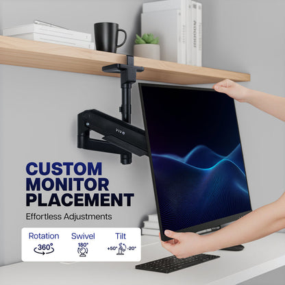Pneumatic Arm Single Ultrawide Upside Down Monitor Mount - 17" to 32" Screens