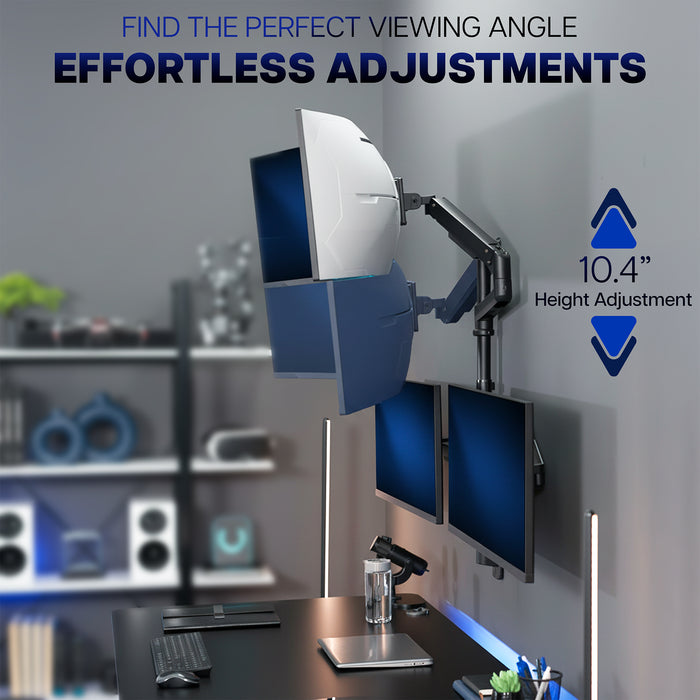 Monitor arm with height adjustment feature in an office setting