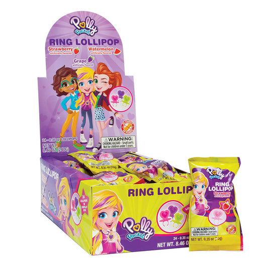 Polly Pocket Ring Lollipop Candy - 24 Count