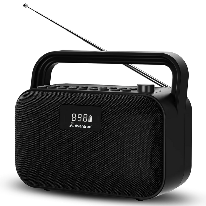 PowerByte Portable Bluetooth Radio Speaker, with FM radio with Bluetooth streaming, USB and SD card playback, or wired speaker for versatile listening.
