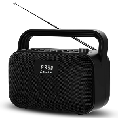 PowerByte Portable Bluetooth Radio Speaker, with FM radio with Bluetooth streaming, USB and SD card playback, or wired speaker for versatile listening.