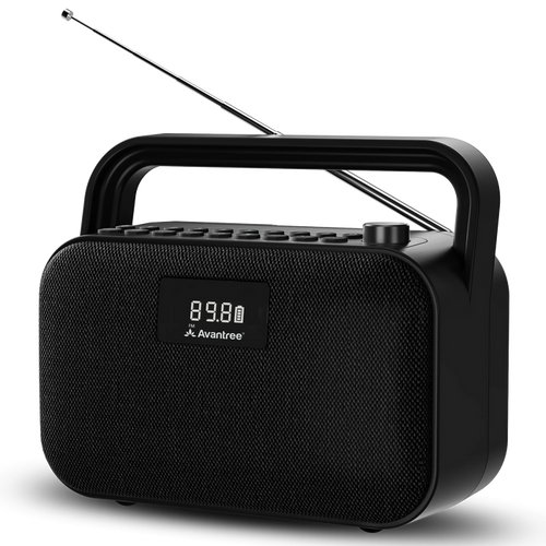 PowerByte Portable Bluetooth Radio Speaker, with FM radio with Bluetooth streaming, USB and SD card playback, or wired speaker for versatile listening.