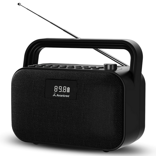 PowerByte Portable Bluetooth Radio Speaker, with FM radio with Bluetooth streaming, USB and SD card playback, or wired speaker for versatile listening.