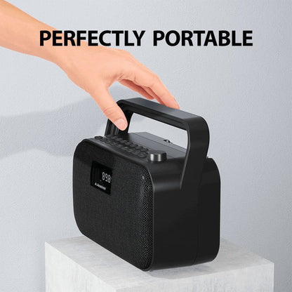 PowerByte Portable Bluetooth Radio Speaker, portable design for easy carrying and flexible placement anywhere.