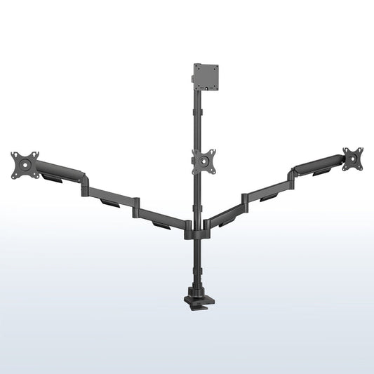 Quad Monitor Desk Stand (2 Mechanical Arms + 2 Fixed) - 17” to 49" Screens