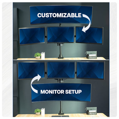 Quad Monitor Desk Stand (2 Mechanical Arms + 2 Fixed) - 17” to 49" Screens