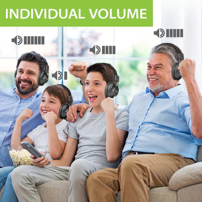 Quartet Wireless Broadcasting Set for Parties and Outdoor Activities, connect up to 100 headphones for group listening with independet volume control