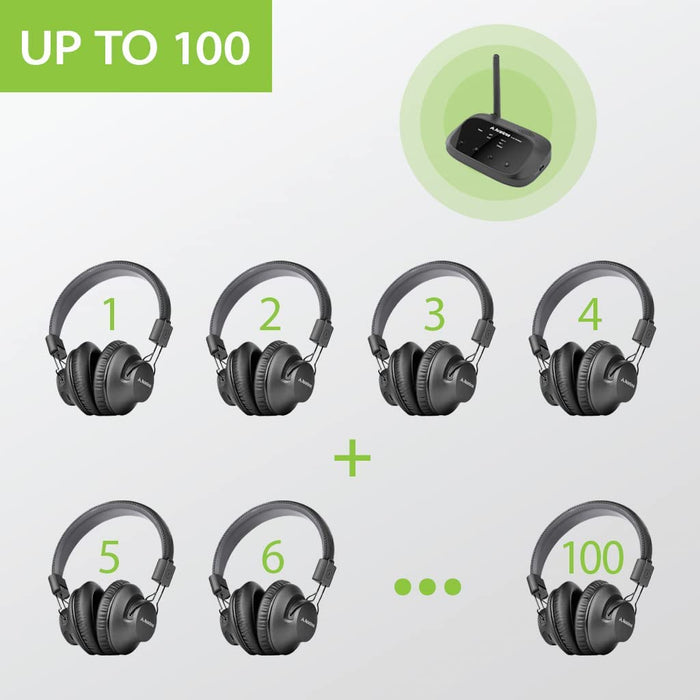 Quartet Wireless Broadcasting Set for Parties and Outdoor Activities, connect up to 100 headphones for group listening