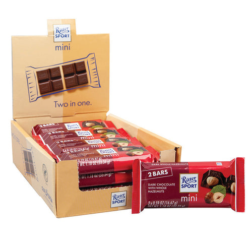 Ritter Sport Mini Dark Chocolate with Hazelnuts Candy Bars 2 Pack - 16 Count