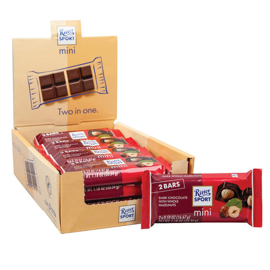 Ritter Sport Mini Dark Chocolate with Hazelnuts Candy Bars 2 Pack - 16 Count