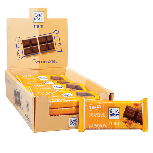 Ritter Sport Mini Milk Chocolate with Corn Flakes Candy Bars 2 Pack - 16 Count