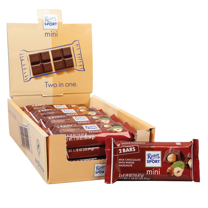 Ritter Sport Mini Milk Chocolate with Hazelnuts Candy Bars 2 Pack - 16 Count