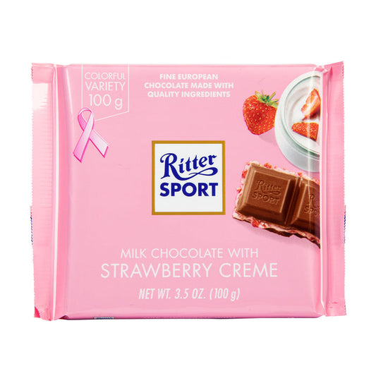 Ritter Sport Strawberry Creme Milk Chocolate Bar - 12 Count
