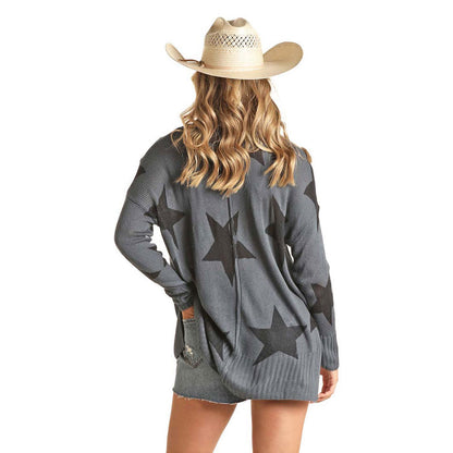 Rock & Roll Denim Ladies Sweater w/ Star Design