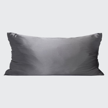 KITSCH Charcoal King Satin Pillowcase — product image — charcoal satin king pillowcase detail