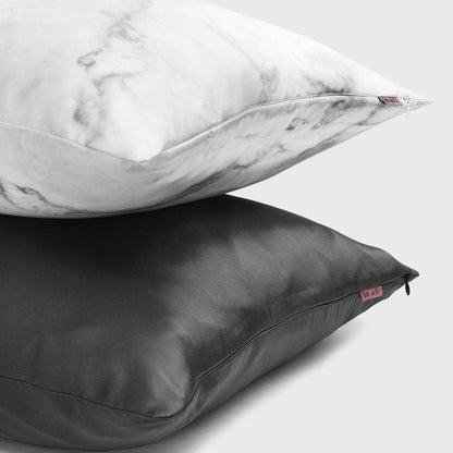 KITSCH Charcoal Standard Satin Pillowcase — lifestyle view